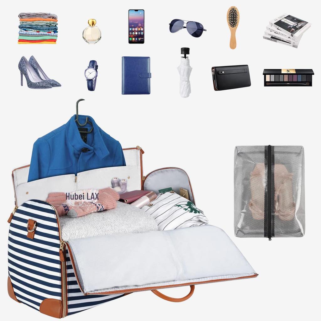 Versatile Women's Folding Travel Suit Bag: Multi-Function PU Storage with Large Capacity & Portability