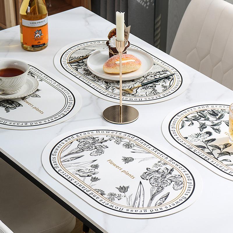 French Print Western Restaurant Heat-Insulating Mats Pu Leather Placemat Waterproof And Oil-Proof Table Mats