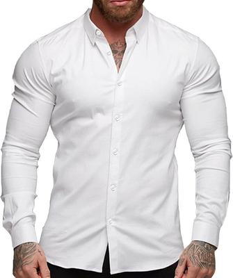 Manatsulife Herren Businesshemd, Langarm, Regular Kragen, Bügelfrei, Stretch (JP, Alphabet, 3XL, Weiß)