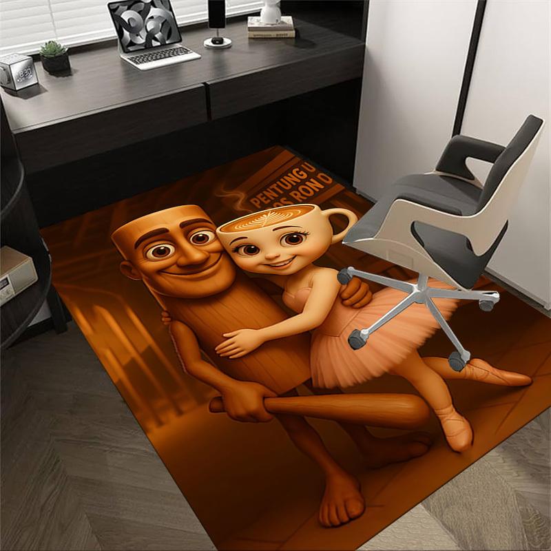 1PC coffee cup ballerina Extra Large Non Slip Floor carpet, Office, family, bedroom, Studio Large Area Rug Indoor Rugs