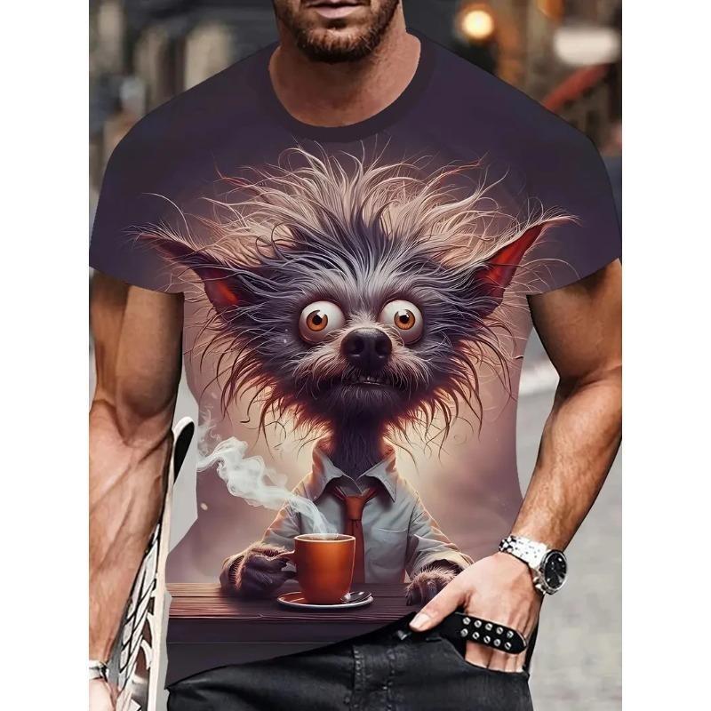 Summer Fashion Men's T-shirt Animal Pattern 3D Print Casual Loose Outdoor Boy Short Sleeve Tees Top Pullover Clothing