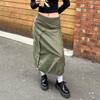 2023 Fashion Retro Straight Skirt Preppy Grunge Streetwear Y2K Vintage High Waist Shirring Long Skirt Women
