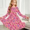Mädchen Freizeitkleid mit Früchte-Print Rundhalsausschnitt Langarm Kinder Prinzessinnenkleid