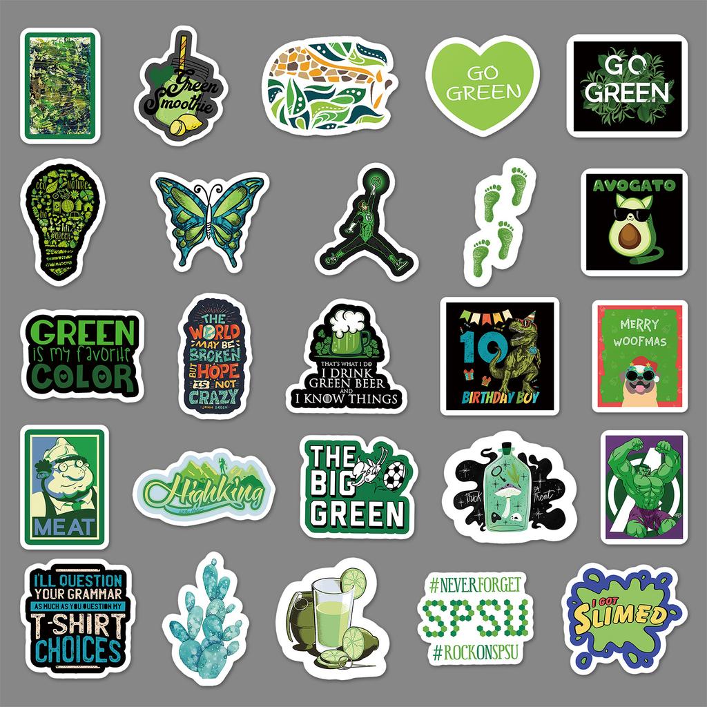 67 Green Small Fresh Graffiti Suitcase Waterproof Self-adhesive Cartoon Bicycle Car Decoration Stickers