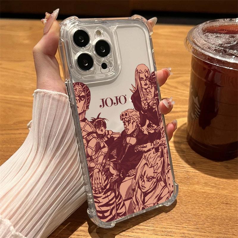 J-JoJo's Bizarre Adventure Four Corner Anti Fall Airbag Case for iPhone 17 Air 16 15 14 Plus 13 12 11 Pro Max XS Max X XS Cover