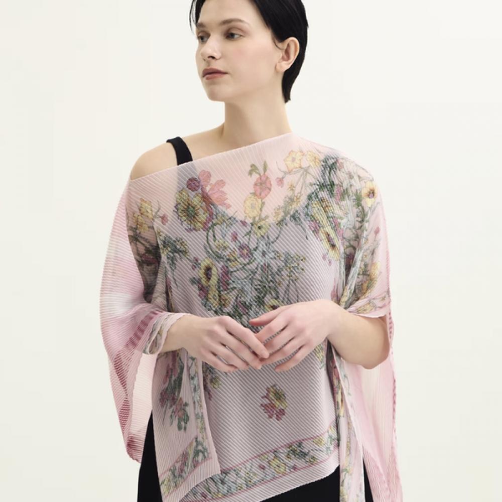 Daks Pink Check Flower Robe Cape Scarf Dcsc5e786p2 Single option