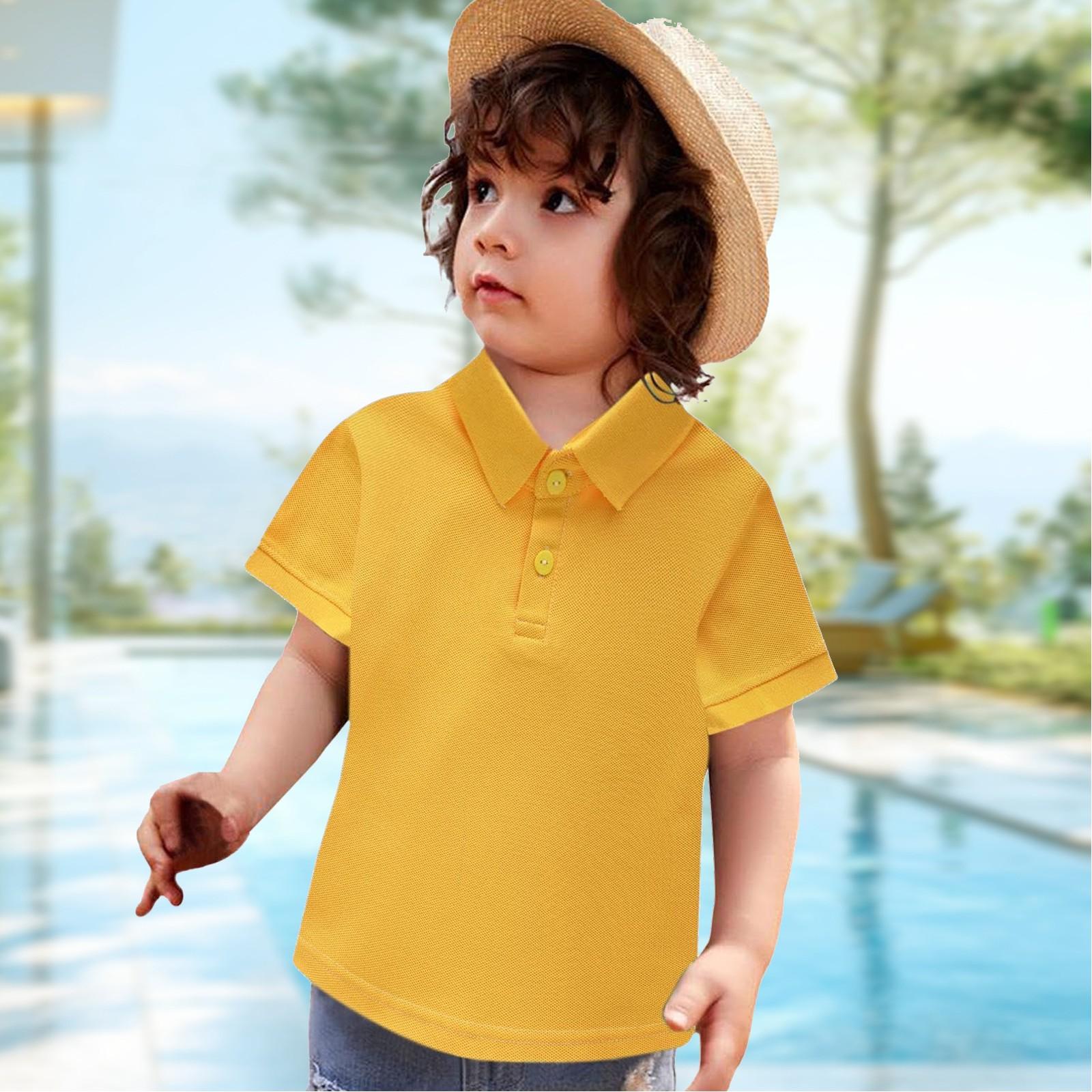 

Детская рубашка с коротким рукавом, школьная форма, рубашки для мальчиков 90 жёлтый