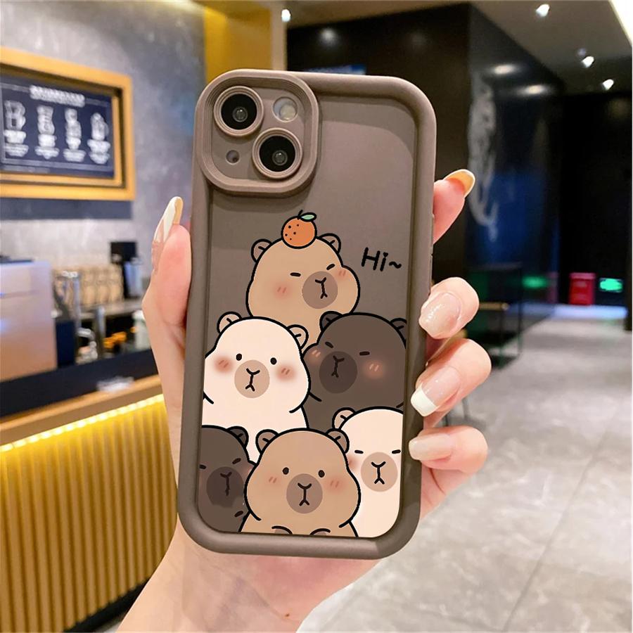 Cartoon Cute Capybara Case for iPhone 12 Mini 14 XS XR 13 Pro MAX 15 Plus 11 16 Plus 14 Pro 11 16e Soft TPU