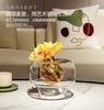Glass Vase Double-layer Colored Yellow Flower Arrangement Flowerpot Flower Vase Pots Hydroponics Terrarium Home Decoration
