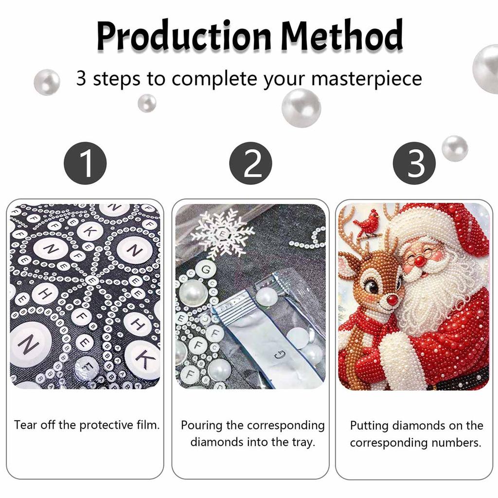 Christmas Pearl Painting Art Painting Kit Santa Claus and Reindeer Handmade Diy Home Decoration Painting