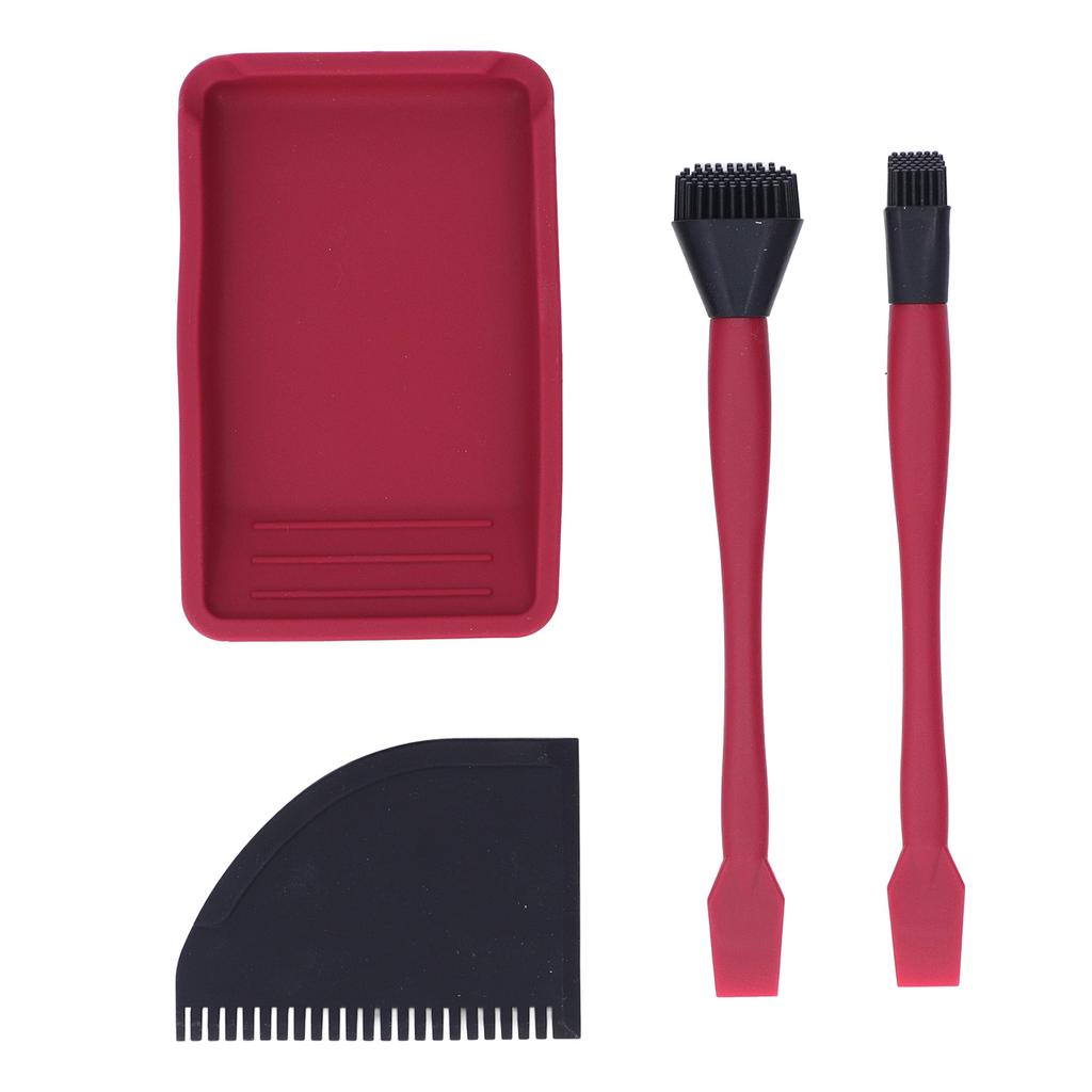 4Pcs Silicone Glue Kit 2 Brush 1 Comb and 1 Tray Uniform Application Silicone Glue Applicator Set