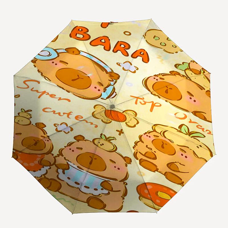 Capybara Themed Travel Umbrella-8 Ribs Automatic Opening and Closing, Portable Folding Design, Compact and Stylish Umbrella Suitable for Out