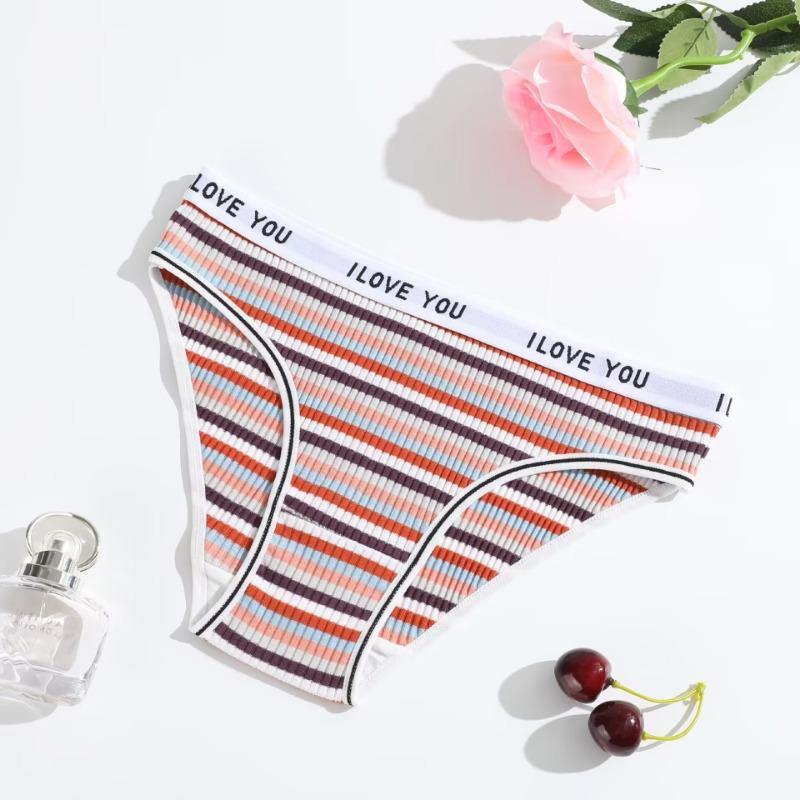 Comfortable Panty for Woman Colorful Stripes Cotton Underwear Sexy Breathable Briefs Girl Brazilian Underpants