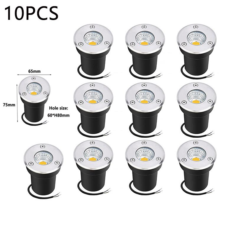 

220 В 24 В 12 В светодиодный светильник для палубы, уличный, IP67, водонепроницаемый, прожектор, 10 шт. в упаковке, для двора, сада, ступенек, лестниц, встраиваемое подземное освещение Blue DC12-24V