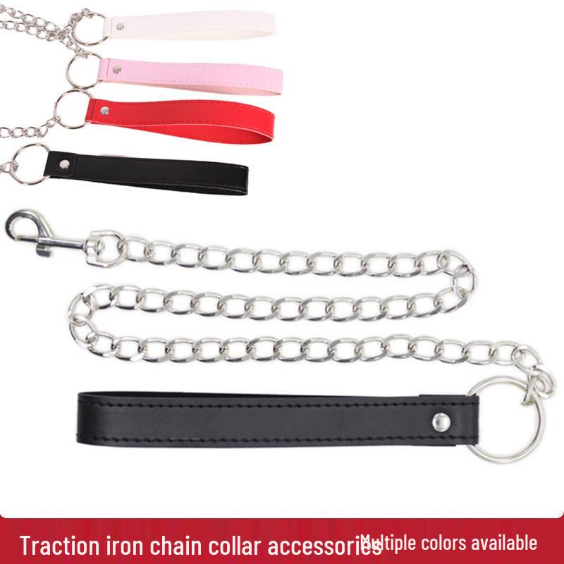 Adult Leather Collar & Chain Set – Toy Accessories with Iron Training Hook