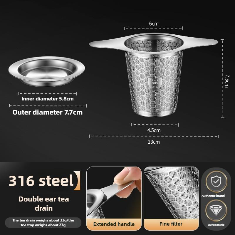 316 Stainless Steel Tea Strainer Double Ear Tea Filter Infuser Funnel for Loose Leaf Tea Brewing and Cup Strainer