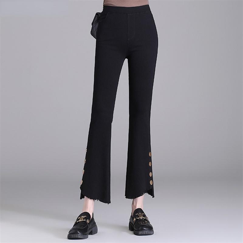 

Весенне-осенние винтажные женские широкие брюки в корейском стиле с высокой талией, уличная одежда, женские узкие джинсы, модные эластичные джинсы для отдыха