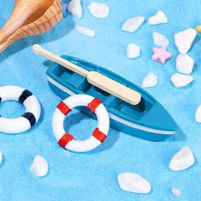 New 1 Set Miniature Ship Artificial Paddle Dollhouse Micro Landscape Boat Figurine Fairy Garden Ornament Resin Craft Supplies