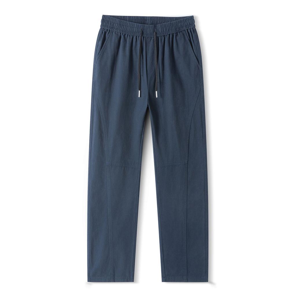 American trendy brand solid color simple and versatile splicing overalls men's loose straight elastic waist sports casual pants