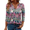 Women's Casual Fashionable Sexy Comfortable V-Neck Christmas Three-Quarter Sleeve Top