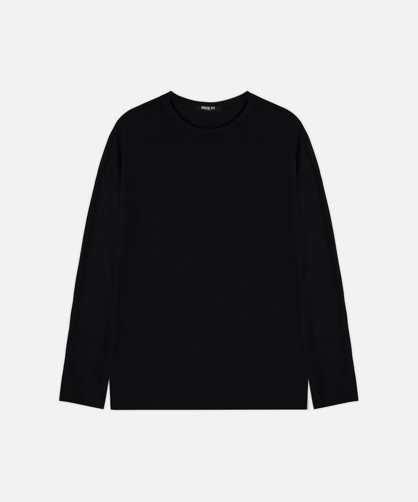 DRAW FIT Round Neck Knit T-Shirt [Black]