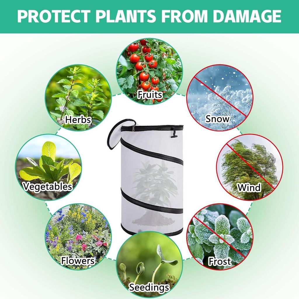 Frost Blankets For Outdoor Plants Pop Shade Cloth 2 Pieces Breathable Foldable Round Cold Weather Plant Covers 20x12in For