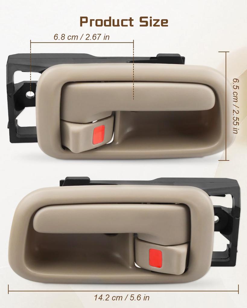 ANODZU 69206-0C010-B2 Interior Door Handle with Bezel Beige Replacement for Toyota Tundra 2000-2006 Front