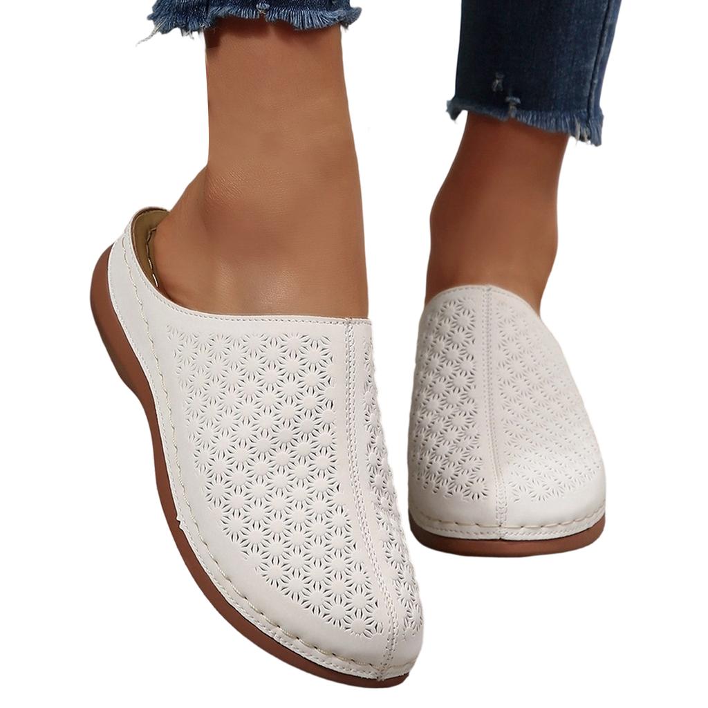 Women's Slip On Sandals Breathable Cutout Design Comfortable Footbed Lightweight Casual Summer Footwear for Daily Wear