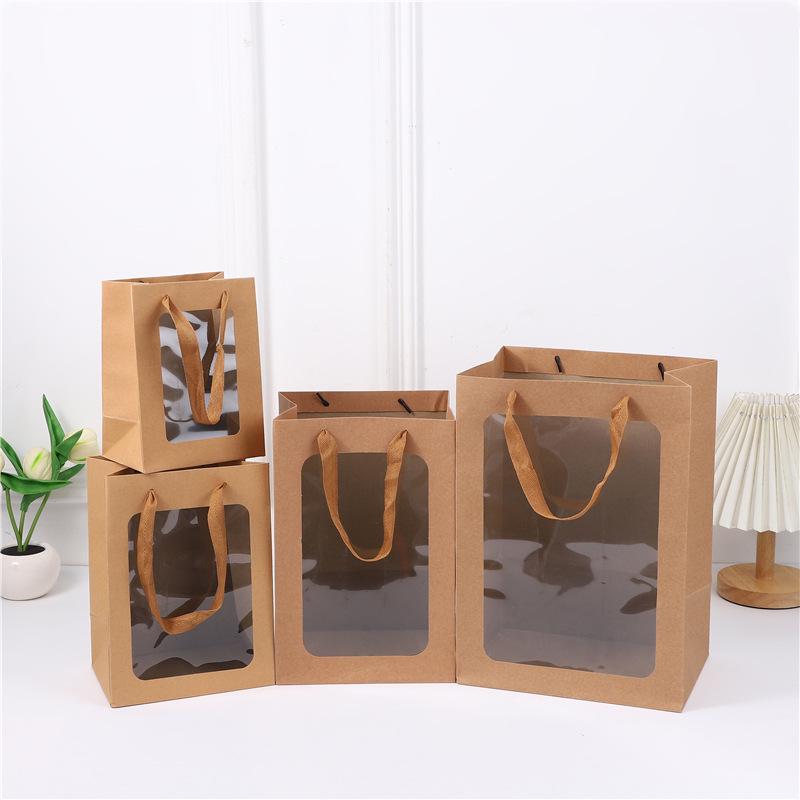 Clear Window Handbag for Fresh Flowers - Mother's Day Gift Bag or Conference Souvenir.