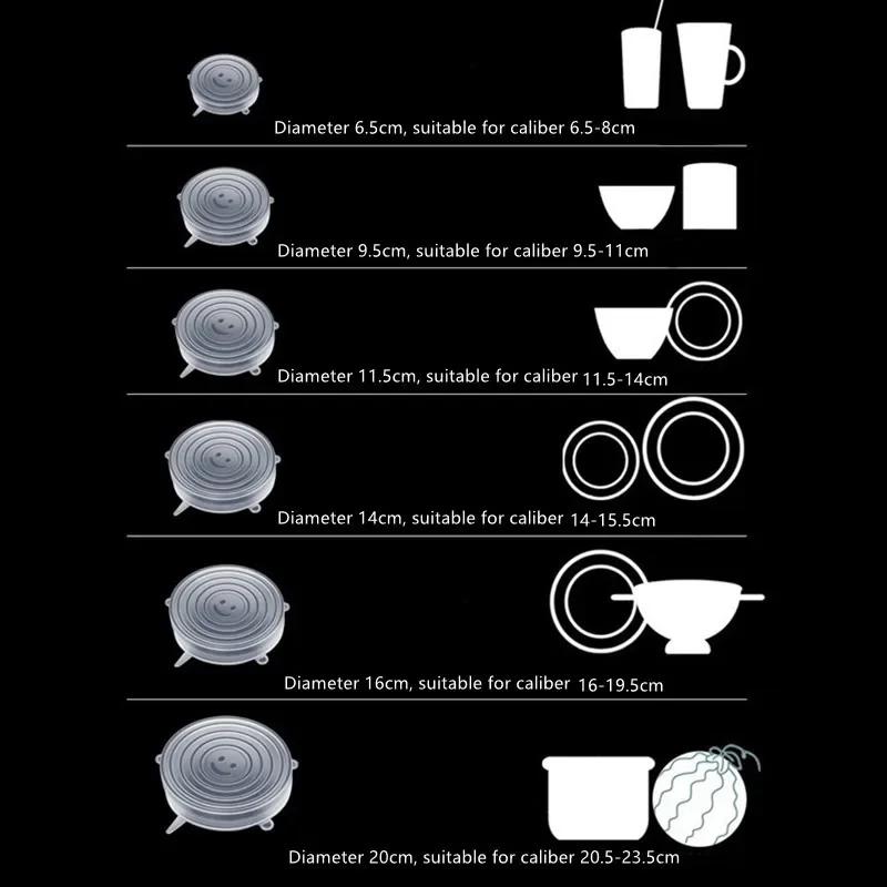 Container For Kitchen Storage Organization Adaptive Food Cover Dishes Adjustable Elastic Silicone Caps Refrigerator Plastic Home