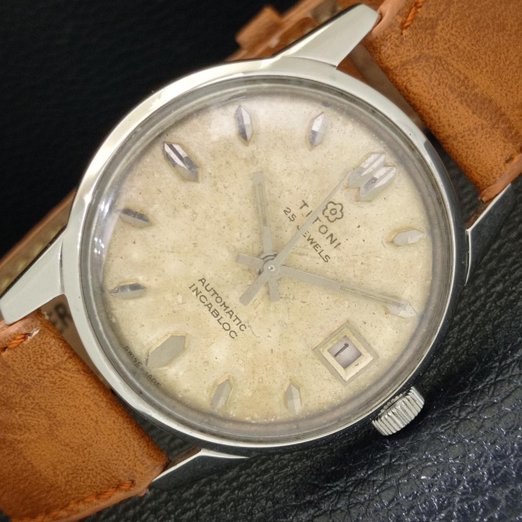 VINTAGE TITONI AUTOMATIC INCABLOC SWISS MENS ORIGINAL DIAL WATCH A700333-5 R202-a700333