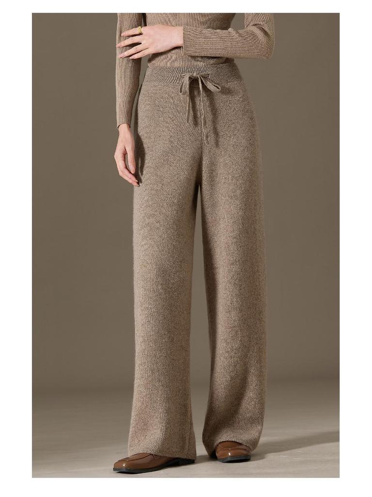 2024 Autumn/Winter Women's 100% Pure Cashmere Wide-Leg Knitted Pants