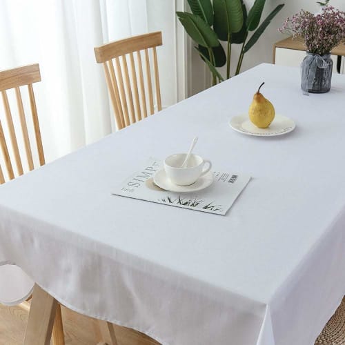 Sourcemall White Solid Cotton Tablecloth, Heat-Resistant, Rectangular, for Weddings, Parties, and Exhibitions (140x200cm)