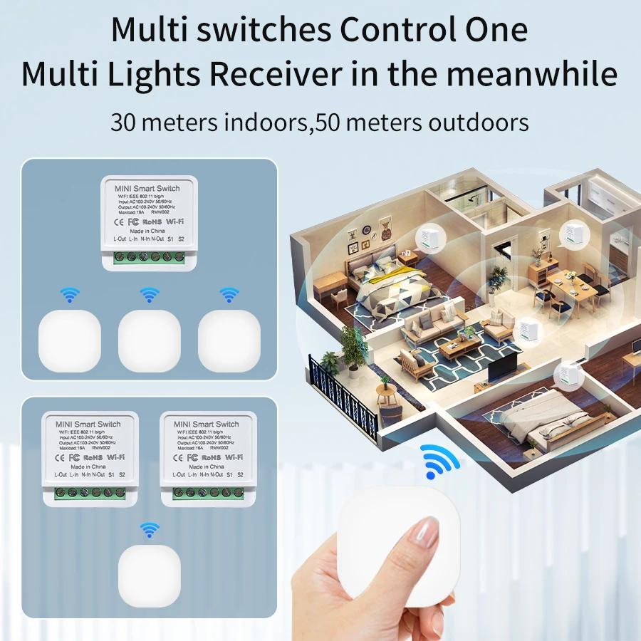 WiFi & RF 2.4G Smart Switch AC100-240V 16A Relay Breaker Cozylife App Remote Control with Alexa Google Home Yandex SmartThings