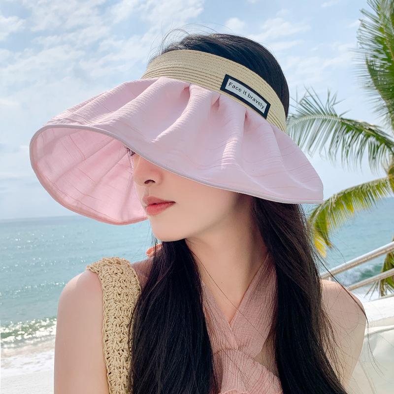 New Hat Women's Fashion Letters Empty Top Sunscreen Sun Hat Summer Travel Vacation Sun Hat Beach Hat