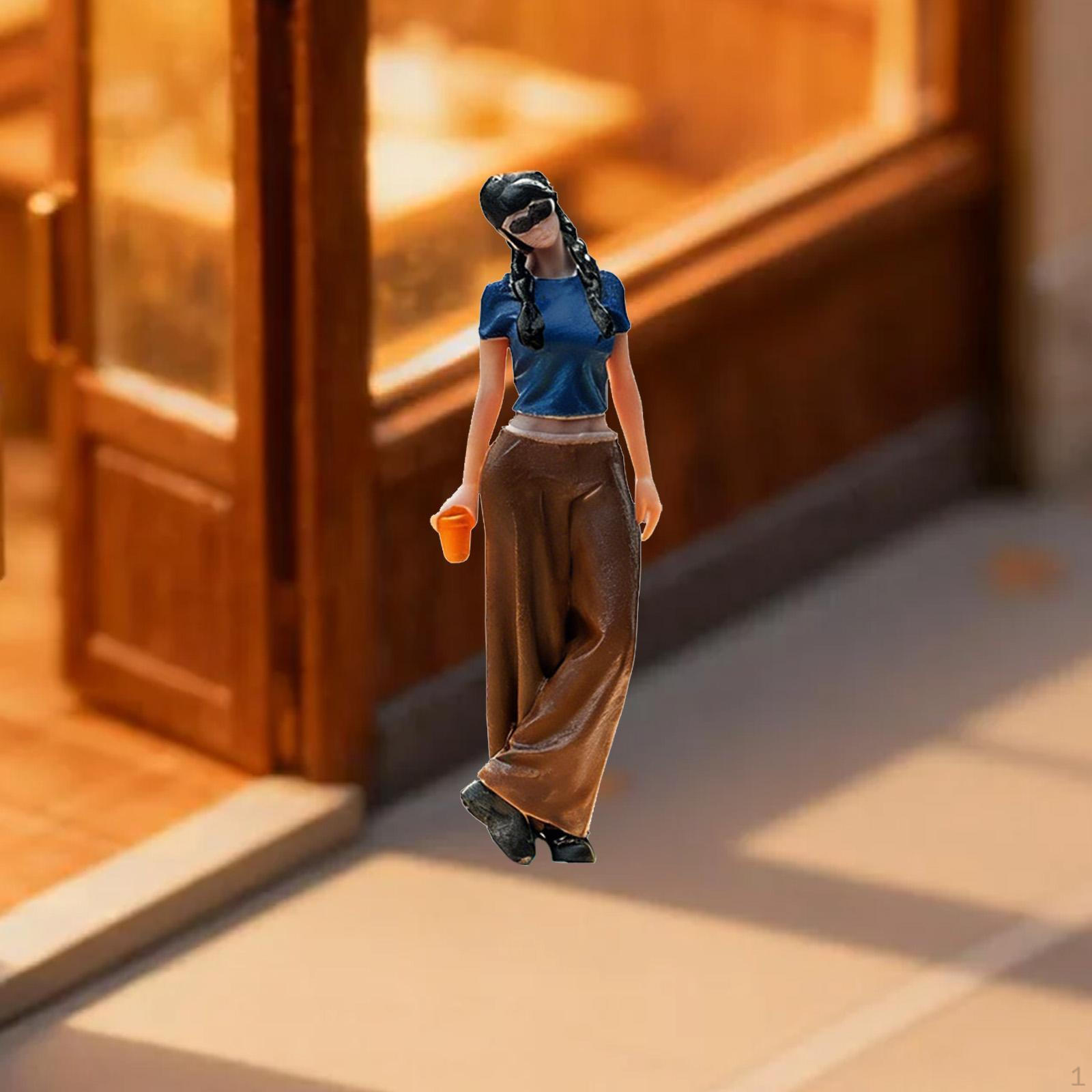 

1:64 Miniature People Figurine,Tiny Figure Toy Doll Realistic Coffee Girl Model for Collector
