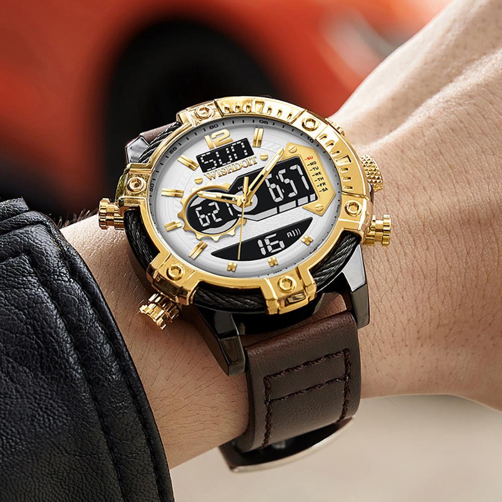 Outdoor Sports Electronic Watch LED Stopwatch Analog Quartz Watch Large Dual Display Waterproof Digital Watches Digital Watches золотой
