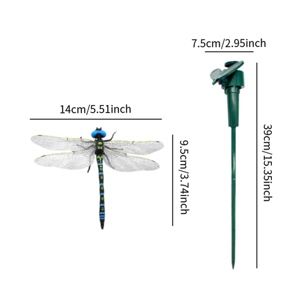 Solar Battery Powered Flying Dragonfly Fluttering for Patio Plants Landscape