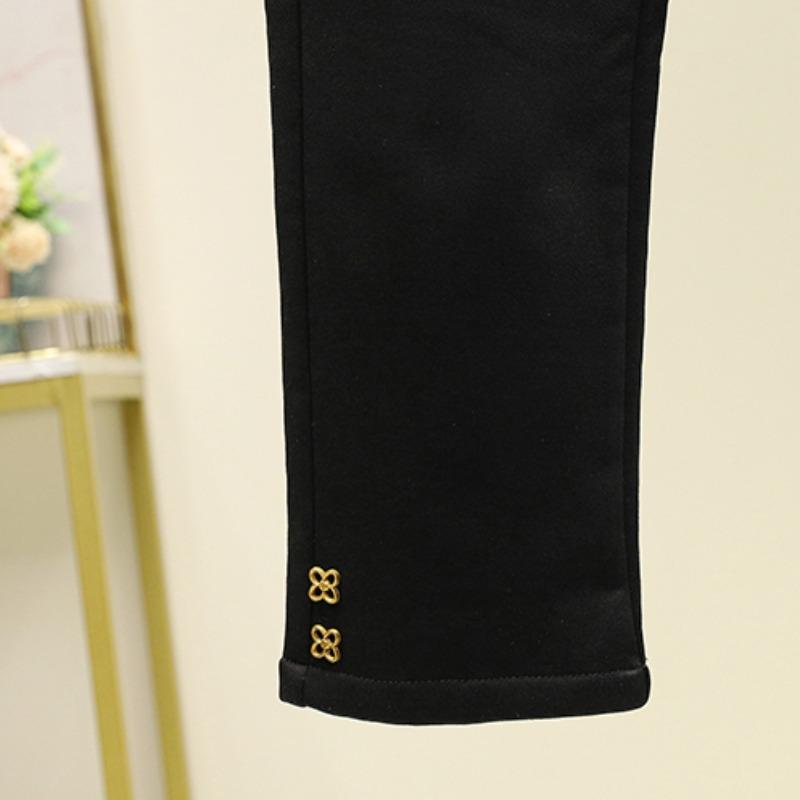 DIMANAF 2024 New Plus Size Winter Thickening Pants Women Pencil Warm Basic Elastic Loose Casual Female Black Trousers Style Pants