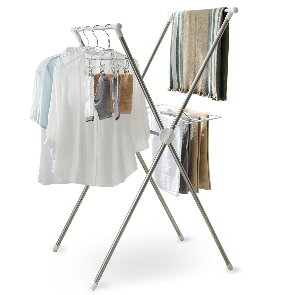 

Iris Ohyama Compact Clothes Dryer with Towel Hanger for Drying Futons and Other Fits Approximately 2 70cm Wide x 78cm Deep x 130cm Stainless Steel