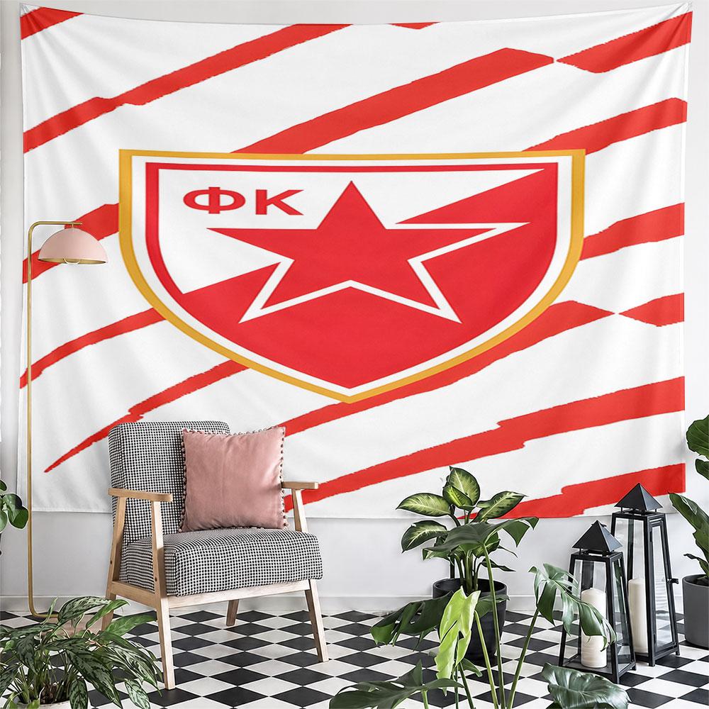 Red Star Emblem with Stripes Pattern Wall Hanging Tapestry Decorative Tapestry Home Decor for Bedroom and Living Room