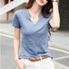 Summer Solid Loose Short Sleeve Women's T-shirt Fashion Top V-neck Casual Cotton Base T Shirt for Women Simple Office Ladies Plus Size Tee Shirt 24995