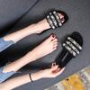 Pearl Slippers Women's Wear 2025 New Summer Fashion Versatile Internet Celebrity Extra Large Size 41-43 Fat Wide Sandals