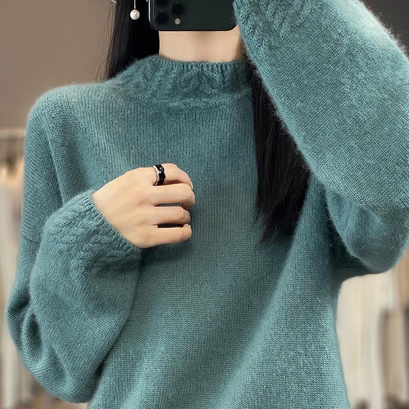 Women's Cashmere Sweater Qinghe Cashmere 30% Cashmere 70% Wool Autumn and Winter Pullover Warm and Fashionable
