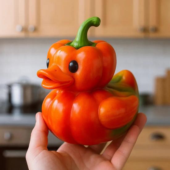 Vegetable Duck Figurine Tomato Carrot Mushroom Onion Potato Cabbage Pepper Duck Statue Resin Sculpture Home Office Decoration Ornament