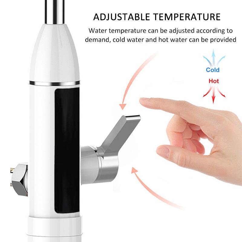 3000W Instant Tankless Electric Hot Water Heater Faucet  Temperature Display Kitchen Instant Heating Tap Water Heater With LED