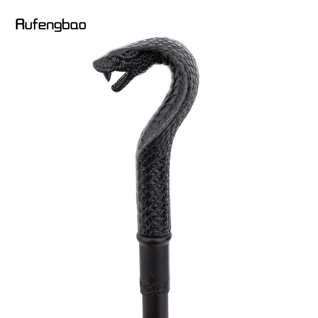 Bastion de mers de modă negru de lux cu mâner de șarpe pentru petrecere Baston decorativ Elegant cu buton de cârjă Baston de mers 94cm
