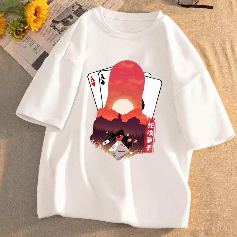 Anime Kakegurui T-Shirt Unisex 90s Funny Short Sleeve Graphic Tee Casual Summer Cartoon Print Tops for Men Women Streetwear