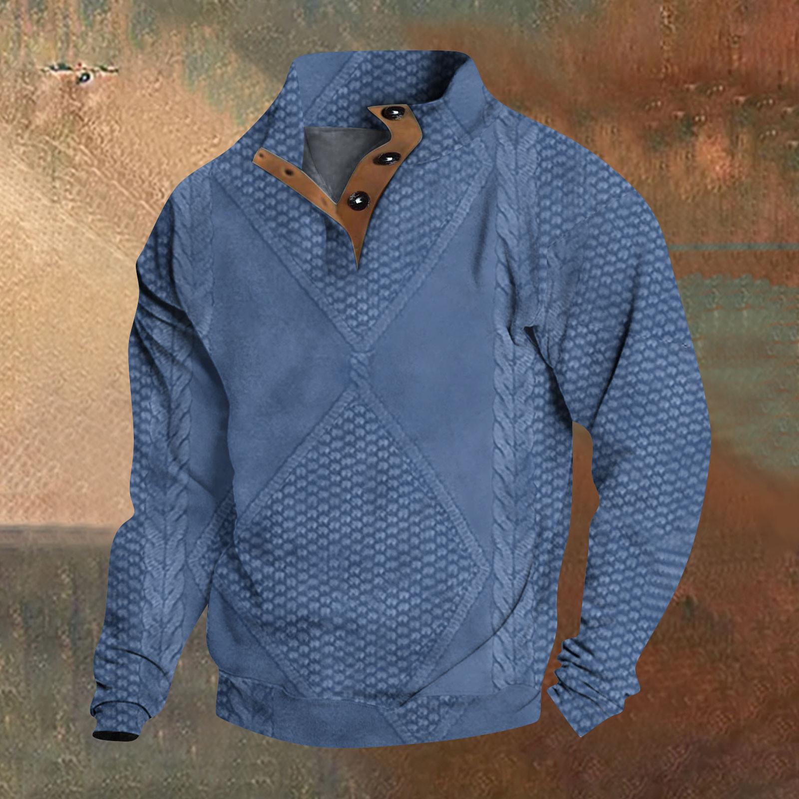 

Весенняя и мужская толстовка с воротником-стойкой — это повседневные свитера для активного отдыха, топы L синий