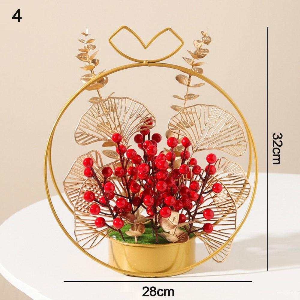 Red New Years Bonsai Pendants Foam+Plastic Artificial Red Berries Bonsai  New Years Supplies